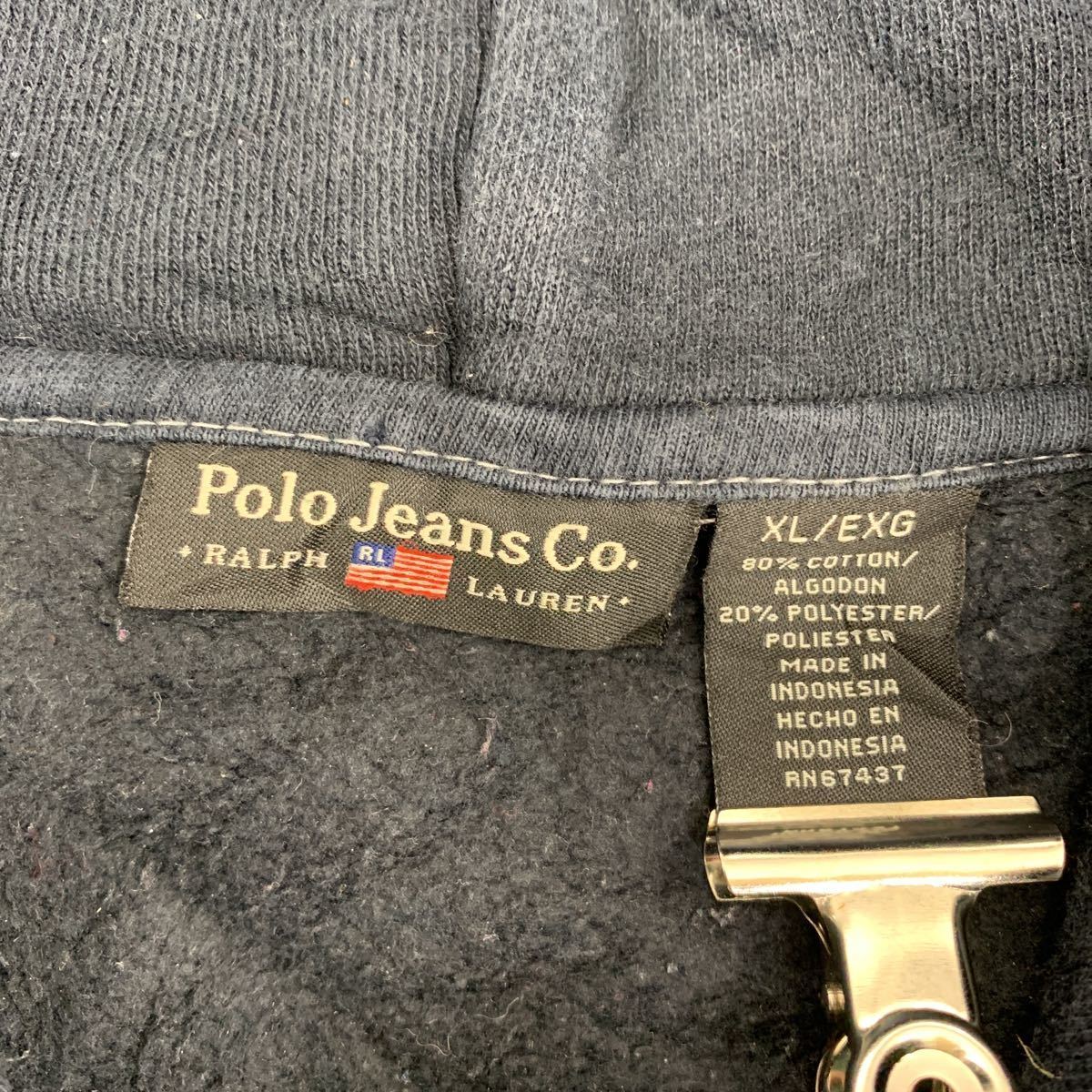 Polo Jeans Co パーカー キッズ XL ブラック ポロジーンズ ジップアップ フーディ 裏起毛 ロゴ ワッペン 古着卸 アメリカ仕入 t2112-3062_画像8