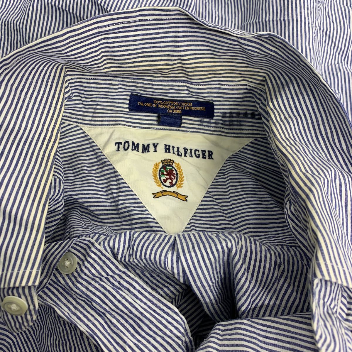 TOMMYHILFIGER 長袖 ストライプシャツ Lサイズ トミーヒルフィガー ネイビー 古着卸 アメリカ仕入 t2111-3534_画像7