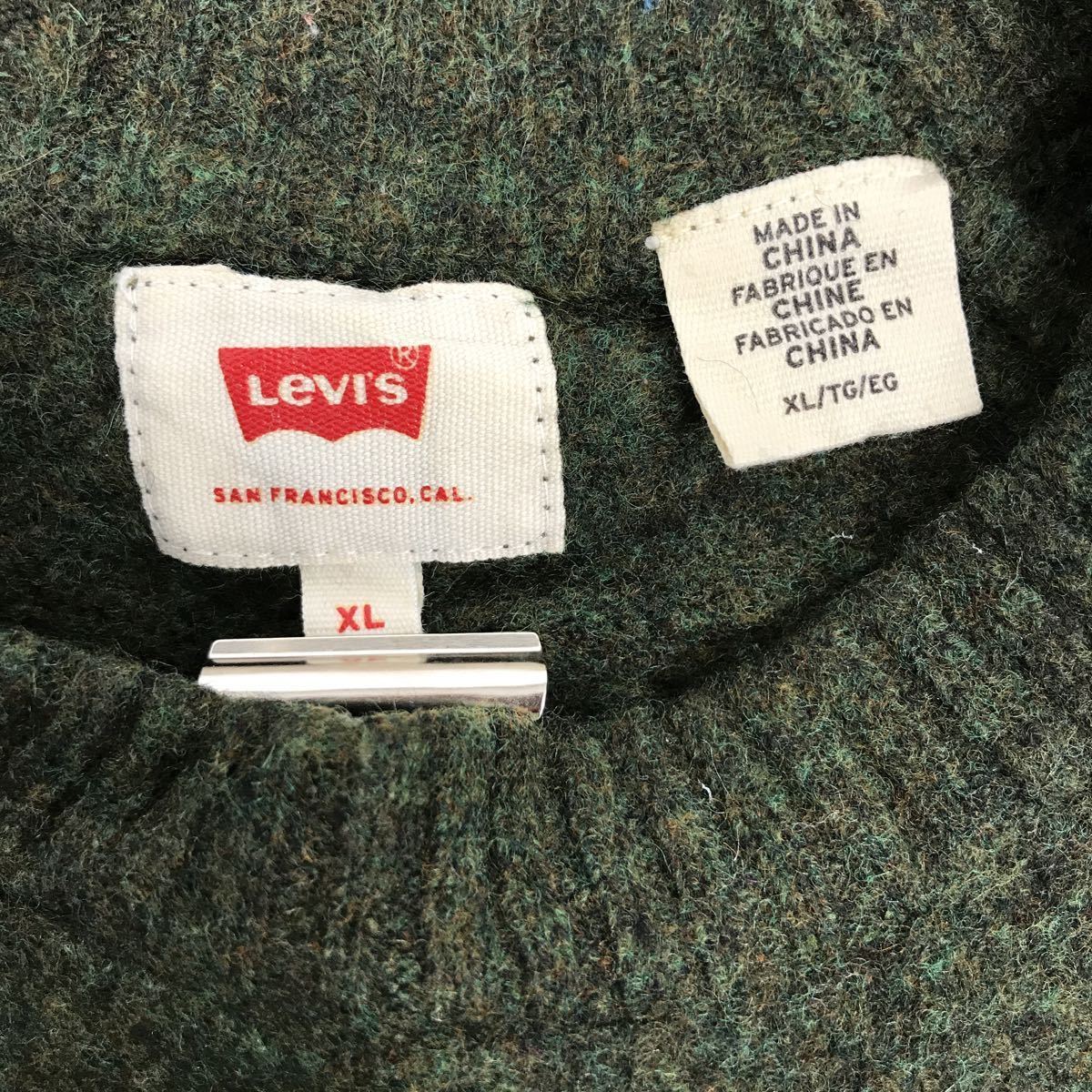 Levi\'s knitted lady's XL green Levi's sweater ound-necked wool plain simple tag one Point old clothes . America buying up t2111-4911