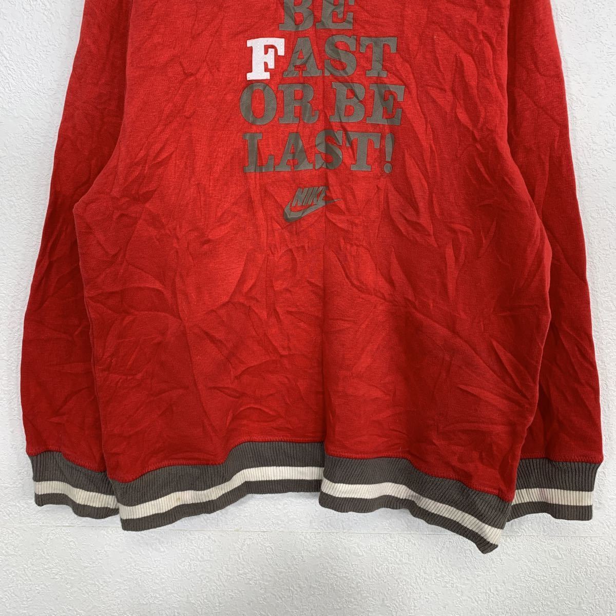 NIKE sweat sweatshirt Kids M 140-152 10/12age red Nike sport print Logo old clothes . America buying up t2111-4998