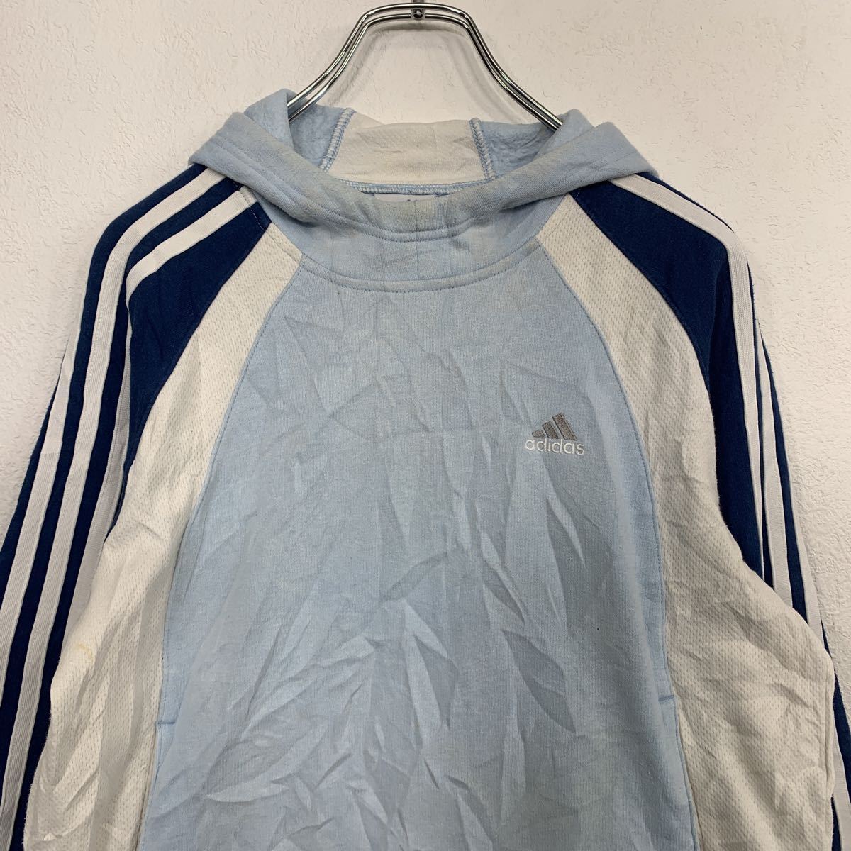 adidas sweat Parker Kids 160 blue la gran Adidas sport embroidery Logo old clothes . America buying up t2111-4868