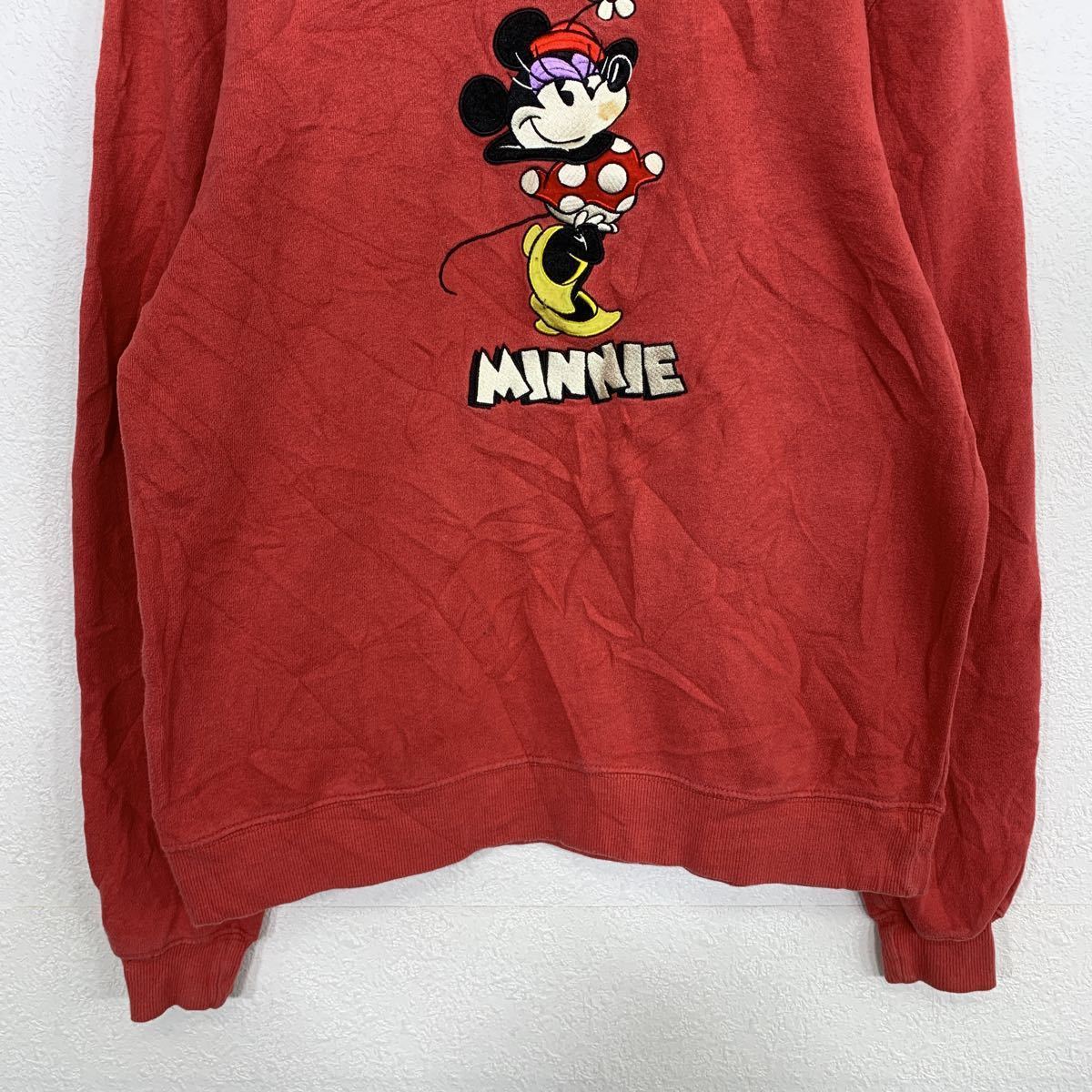 Disney sweat sweatshirt lady's XS scarlet Disney minnie Cara retro old clothes . America buying up t2111-4788