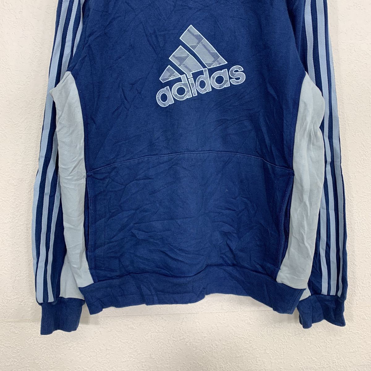 adidas sweat Parker Kids 160 blue Adidas sport Logo old clothes . America buying up t2111-4760