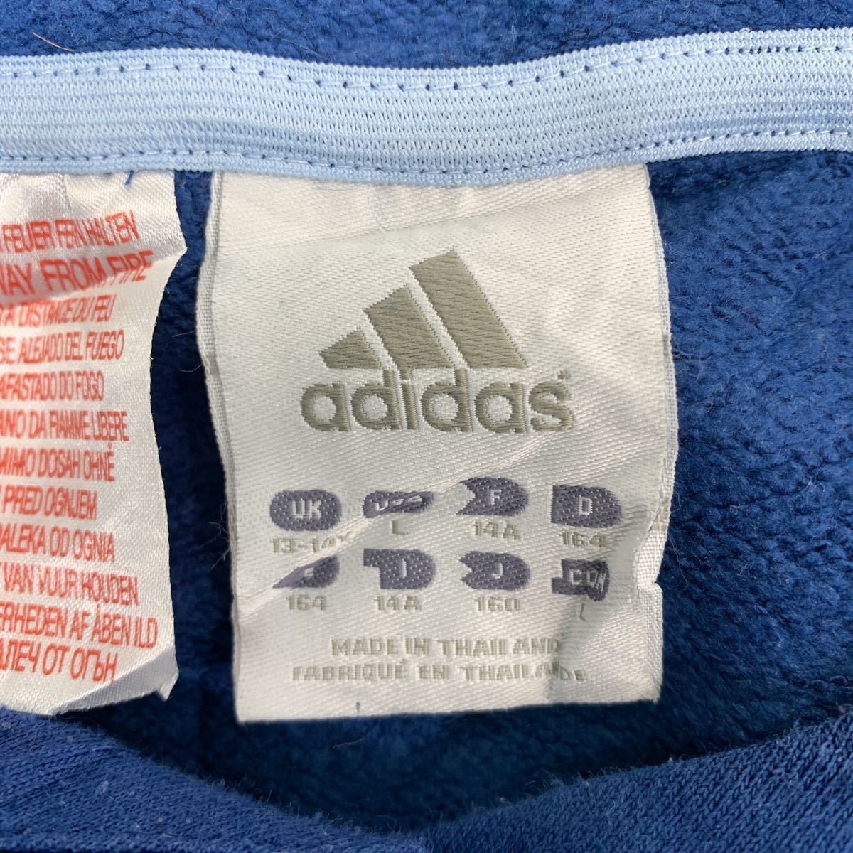 adidas sweat Parker Kids 160 blue Adidas sport Logo old clothes . America buying up t2111-4760