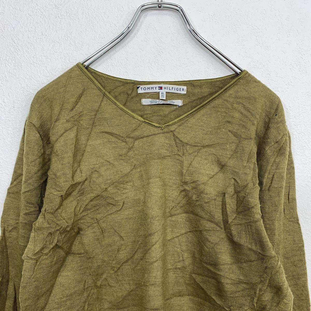 TOMMY HILFIGER ウール ニットセーター レディース XL オリーブグリーン トミーヒルフィガー 古着卸 アメリカ仕入 t2110-3621_画像2