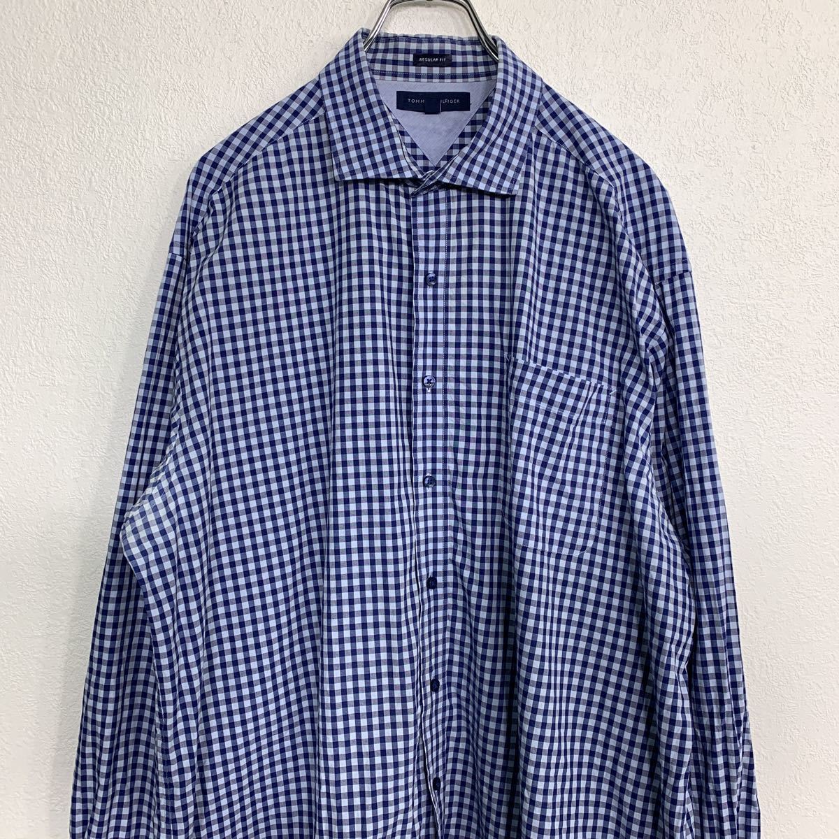 TOMMY HILFIGER 長袖 チェックシャツ XLサイズ トミーヒルフィガー ネイビー 古着卸 アメリカ仕入 t2110-3154_画像2