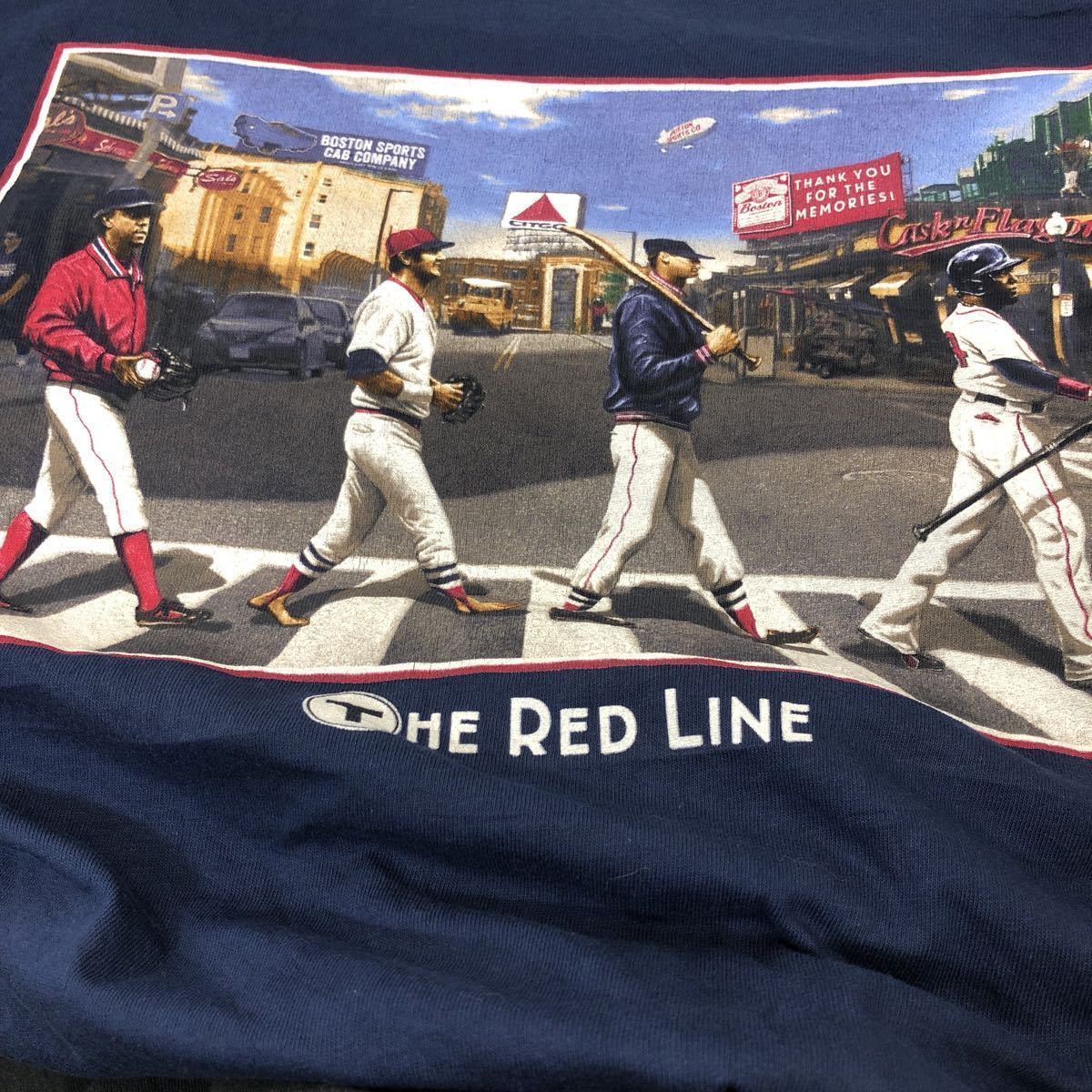 Boston sports 半袖Tシャツ 2XLサイズ レッドソックス ビックサイズ シルクプリント ネイビー Beatles 古着卸 アメリカ仕入 t2206-3409_画像9