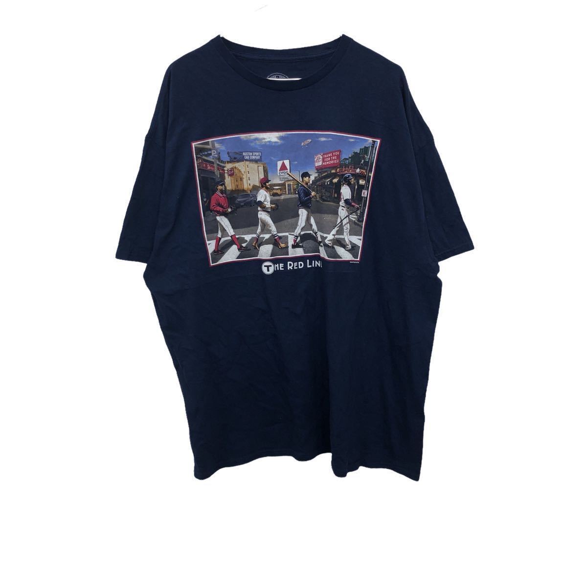 Boston sports 半袖Tシャツ 2XLサイズ レッドソックス ビックサイズ シルクプリント ネイビー Beatles 古着卸 アメリカ仕入 t2206-3409_画像1
