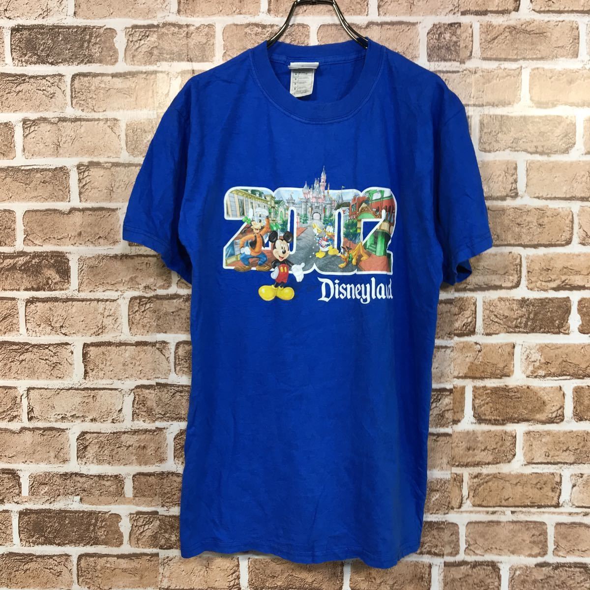 【絶品】 ディズニー プリント半袖Tシャツ t206-4313 アメリカ仕入 古着卸 ブルー 2002 Disney Mサイズ イラスト、キャラクター