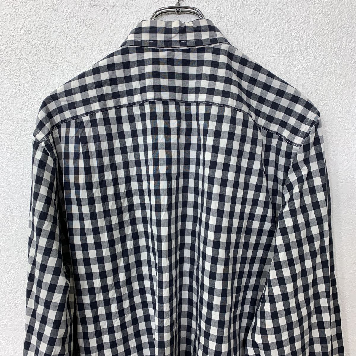 J.CREW 長袖チェックシャツ Mサイズ ネイビー ホワイト 古着卸 アメリカ仕入 t2206-3897_画像6