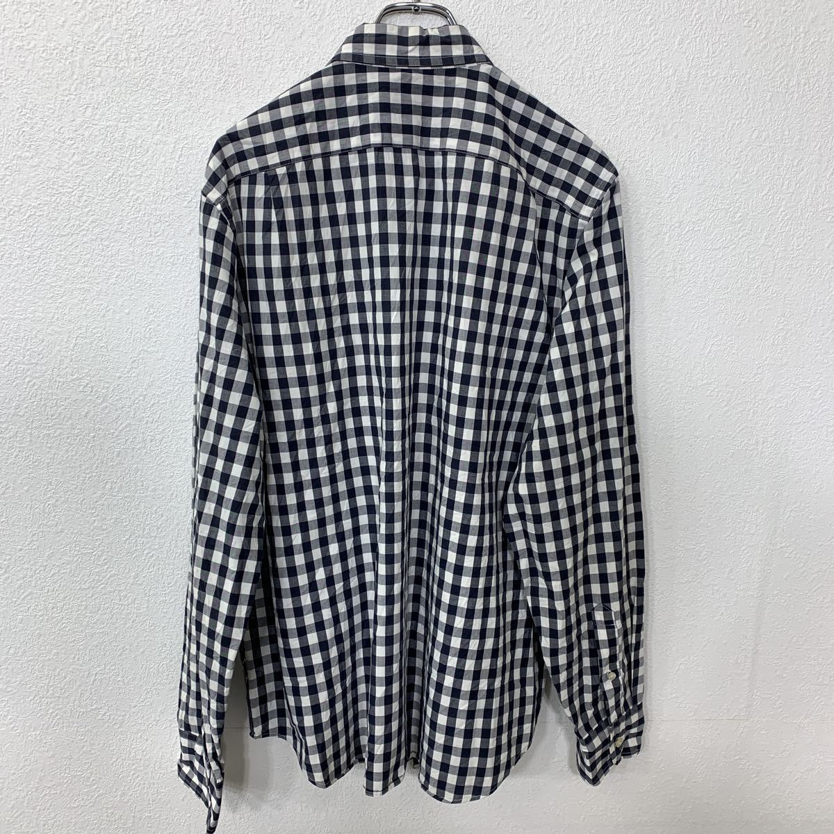 J.CREW 長袖チェックシャツ Mサイズ ネイビー ホワイト 古着卸 アメリカ仕入 t2206-3897_画像5