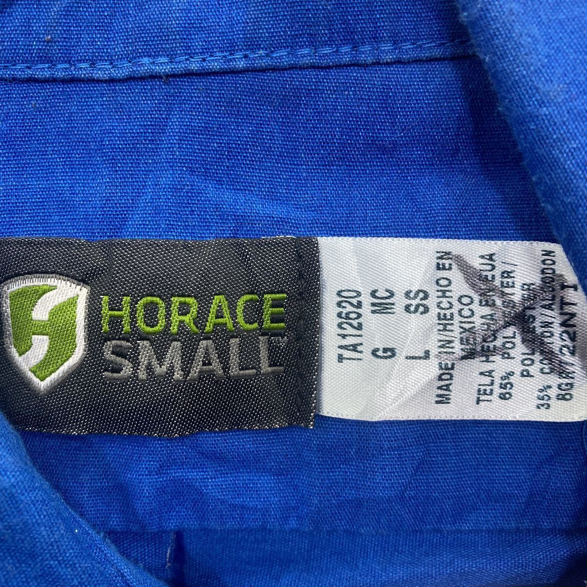 HORACE SMALL ワークシャツ Lサイズ 半袖シャツ フラップポケット ブルー 古着卸 アメリカ仕入 t2207-3341_画像9