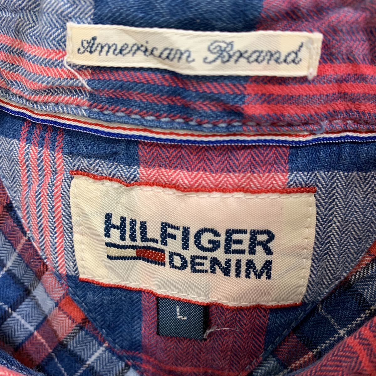 TOMMY HILFIGER 長袖チェックシャツ Lサイズ トミーヒルフィガー レッド ネイビー ホワイト 古着卸 アメリカ仕入 t2207-4036_画像7