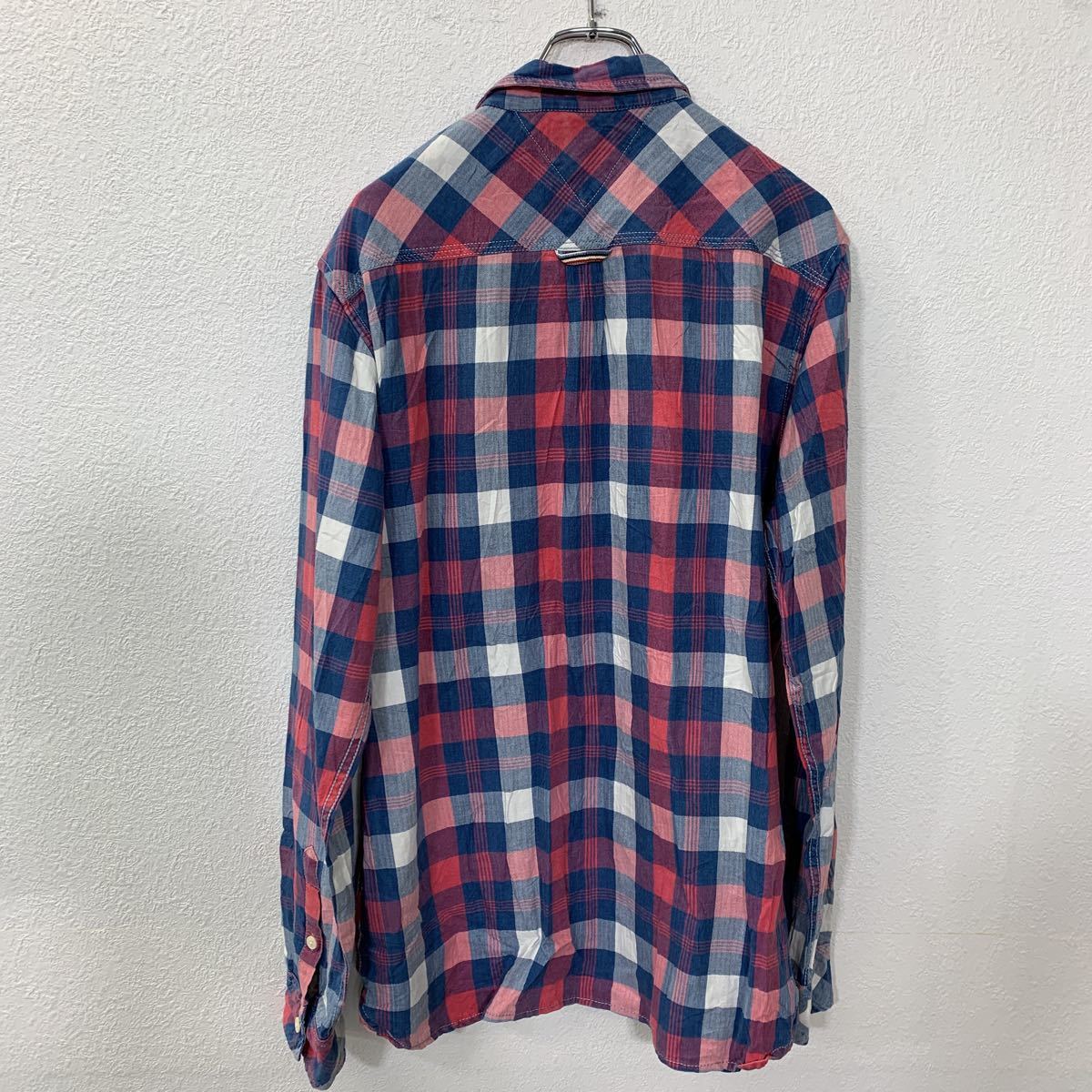 TOMMY HILFIGER 長袖チェックシャツ Lサイズ トミーヒルフィガー レッド ネイビー ホワイト 古着卸 アメリカ仕入 t2207-4036_画像4