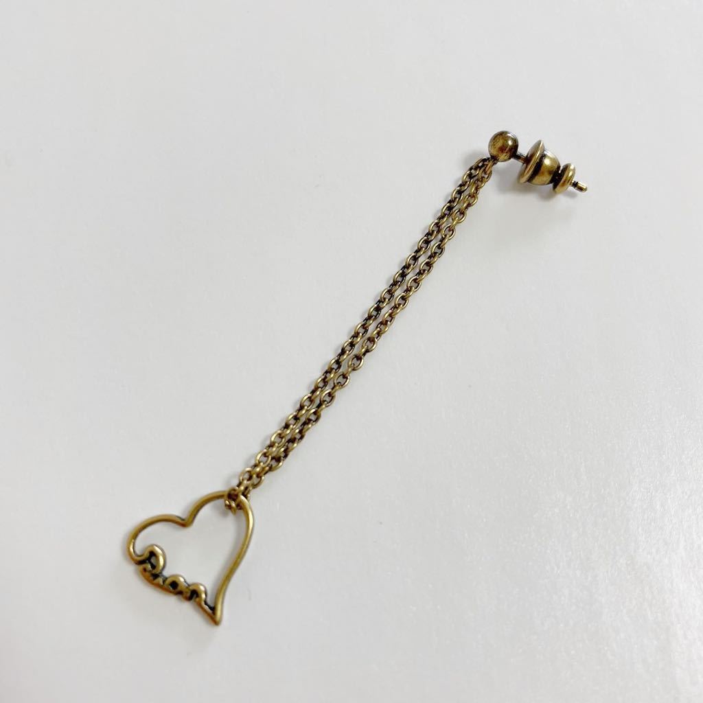 即決 Christian Dior ディオール ハート ロゴ ピアス アンティークゴールド スイング 片耳のみ 美品