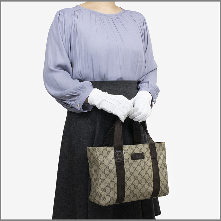 【真贋鑑定済・送料無料】GUCCI/グッチのハンドバッグ・ミニトートバッグ・正規品・GGスプリーム(GGプラス)・レディース・B5対応 2