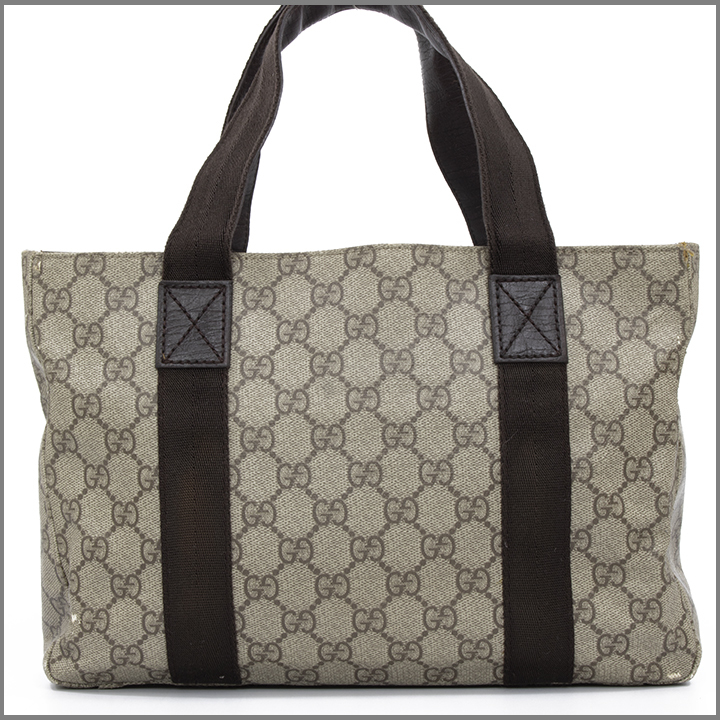 【真贋鑑定済・送料無料】GUCCI/グッチのハンドバッグ・ミニトートバッグ・正規品・GGスプリーム(GGプラス)・レディース・B5対応 3
