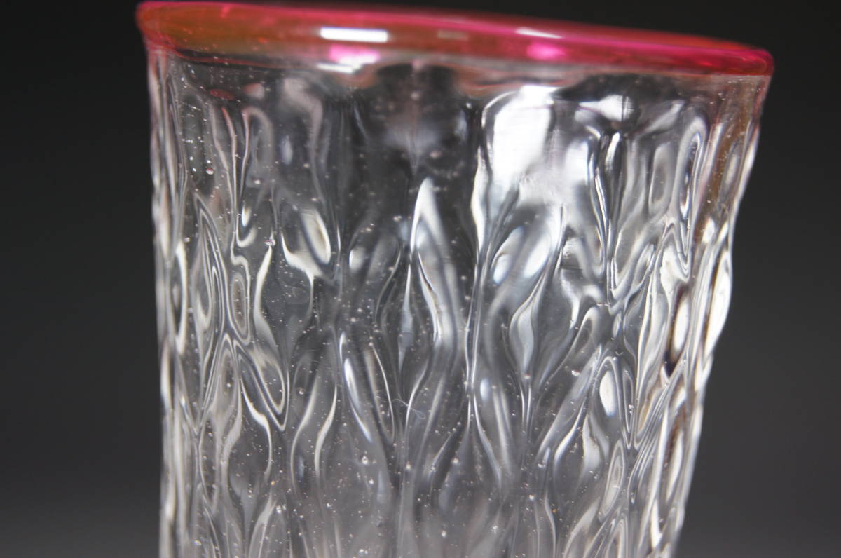 戦前 珍品 金赤 金赤縁 ビアコップ ビアグラス GLASS コップ タンブラー 昭和レトロ アンティーク 酒器 彫刻 ガラス細工 硝子 工芸_画像5