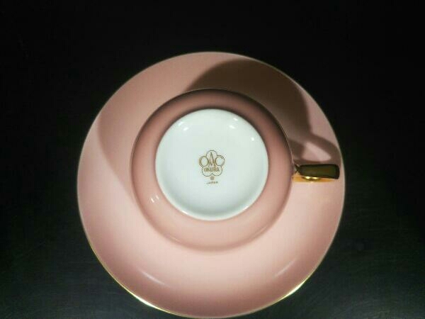 極美品 大倉陶園 モーニング碗皿 １客 色蒔き ピンク 格安新品