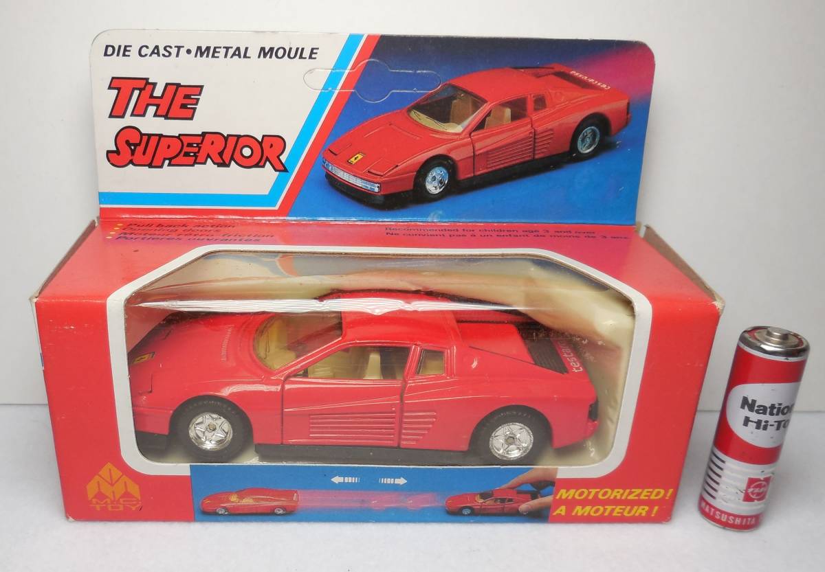 THE SUPERIOR フェラーリ テスタロッサ Ferrari Testarossa 赤 Made in Macau ミニカー 箱付き 未開封品 M.C. TOY_画像1