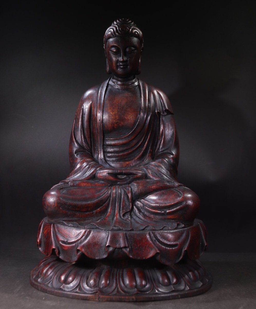 仏教美術 清代 辰砂座仏像 中国美術 程度極上 www.m