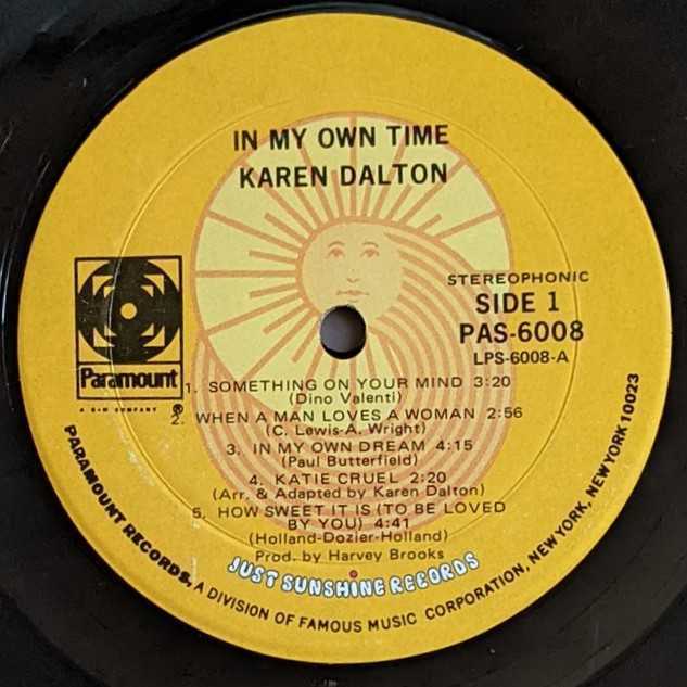 ジャンク ブラックホーク99選 名盤 KAREN DALTON / IN MY OWN TIME 米国盤中古レコード 傷多数 針飛びあり _画像3