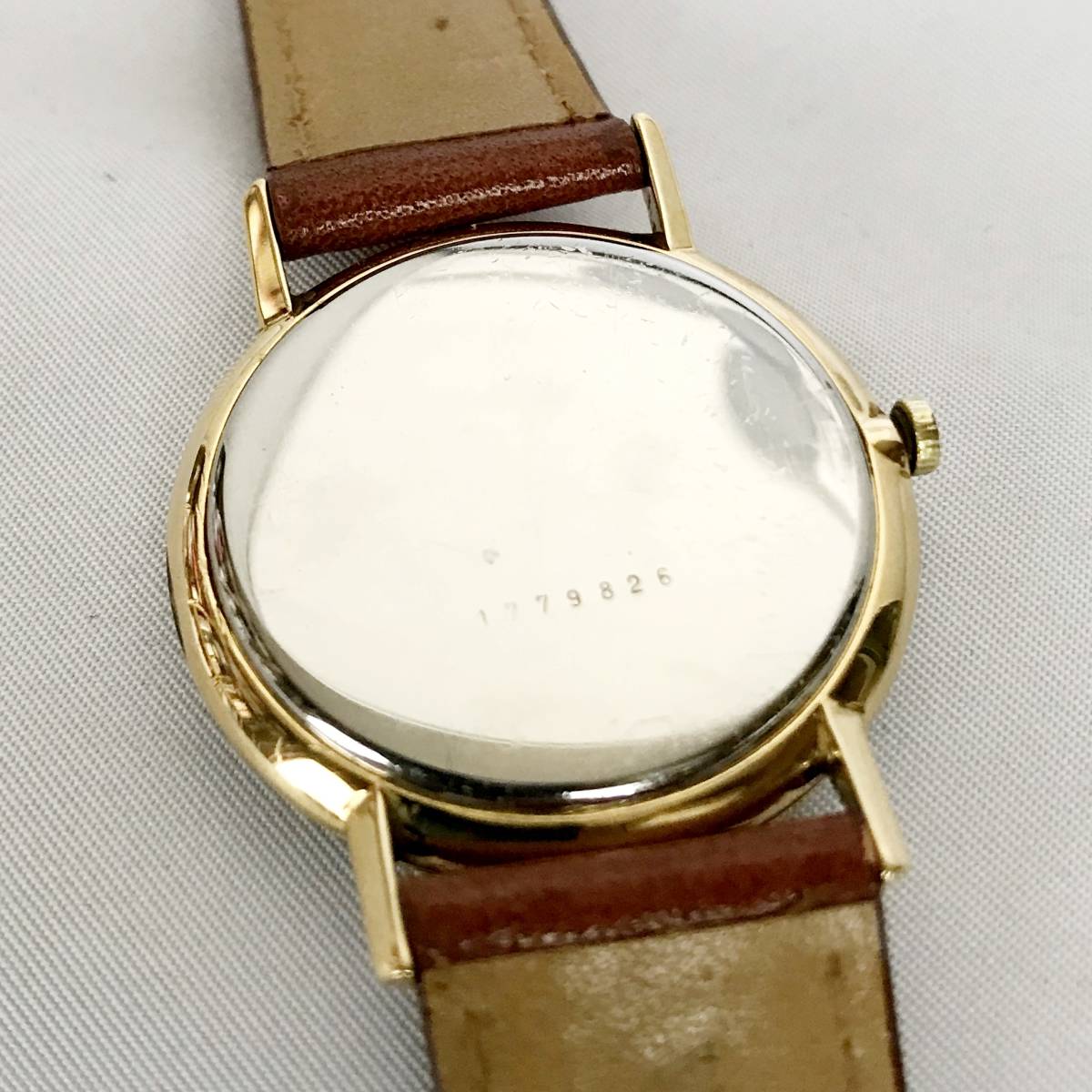 【ZODIAC】1970年代 ZODIAC　ゾディアック 手巻機械式　紳士用腕時計　ゴールドダイアル アンティークウォッチ 新革バンド 17石_画像6