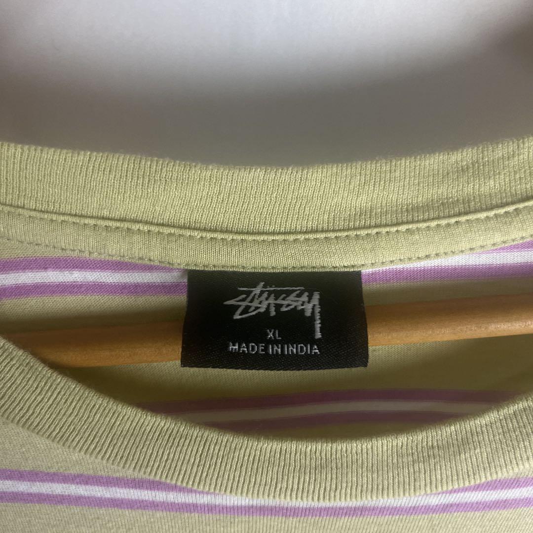 ステューシー ボーダーTシャツ ワンポイント刺繍 XLサイズ stussy