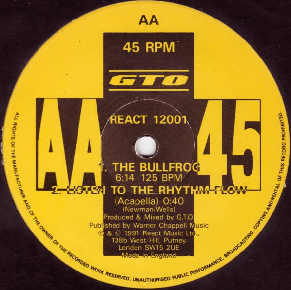 GTO Listen To The Rhythm Flow / The Bullfrog 1991ハードコアテクノ名作ですか_画像2