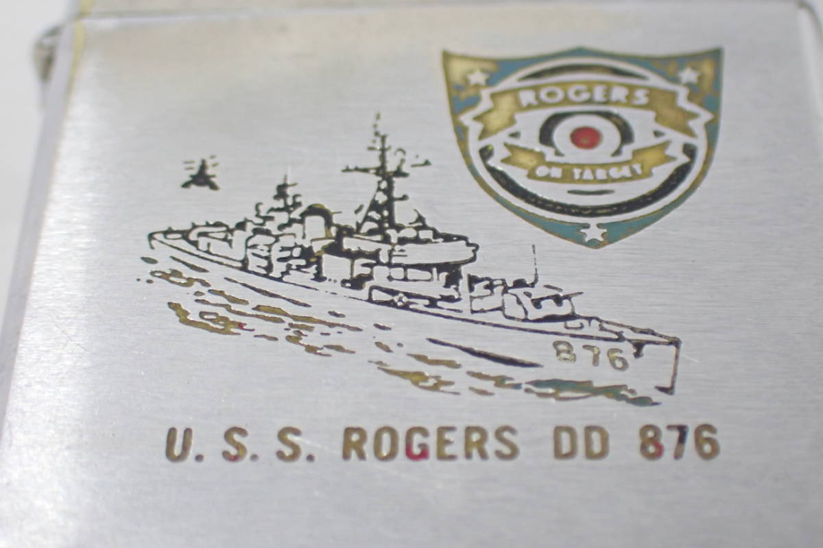 23001【 ・ ZIPPO ・ 】斜字体 筆記体 旧ロゴ イタリック体 1964年 USS ROGERS DD 876 DD-876ロジャース ジッポー ビンテージ 着火確認済み_画像5