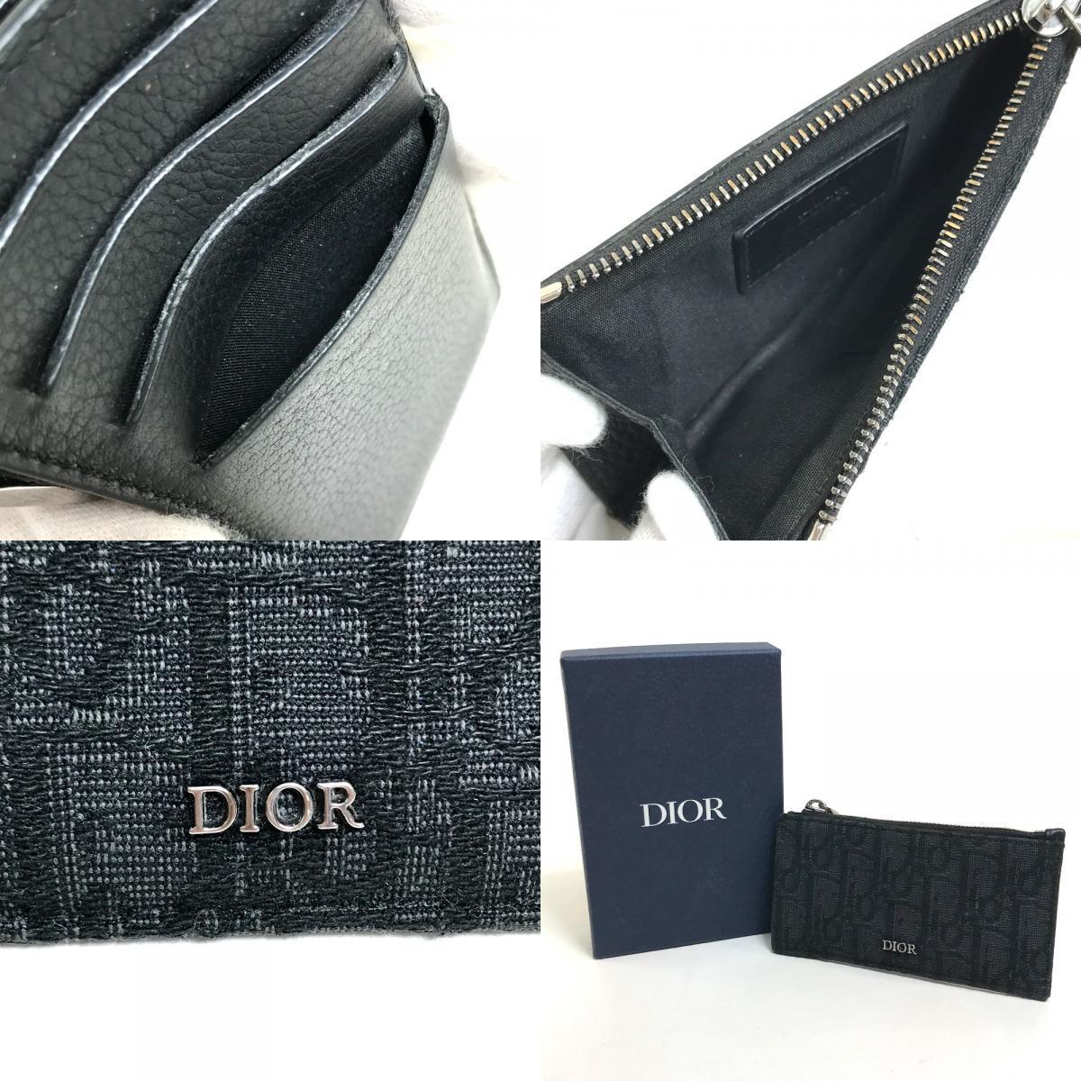 Dior ディオール 2ESBC250YSE オブリーク ジャガード ジップ カードホルダー カードケース 財布 コインケース ブラック メンズ