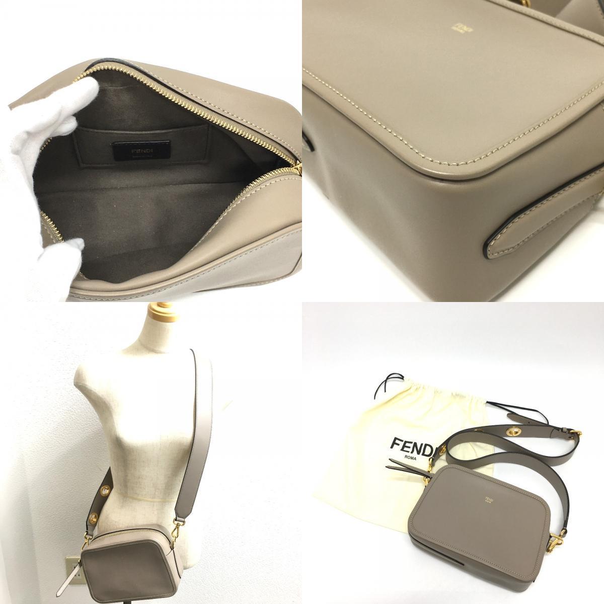 FENDI フェンディ 8BT287 キャム CAM 2WAY斜め掛け ショルダーバッグ レザー チャコールグレー レディース【中古】美品_画像10