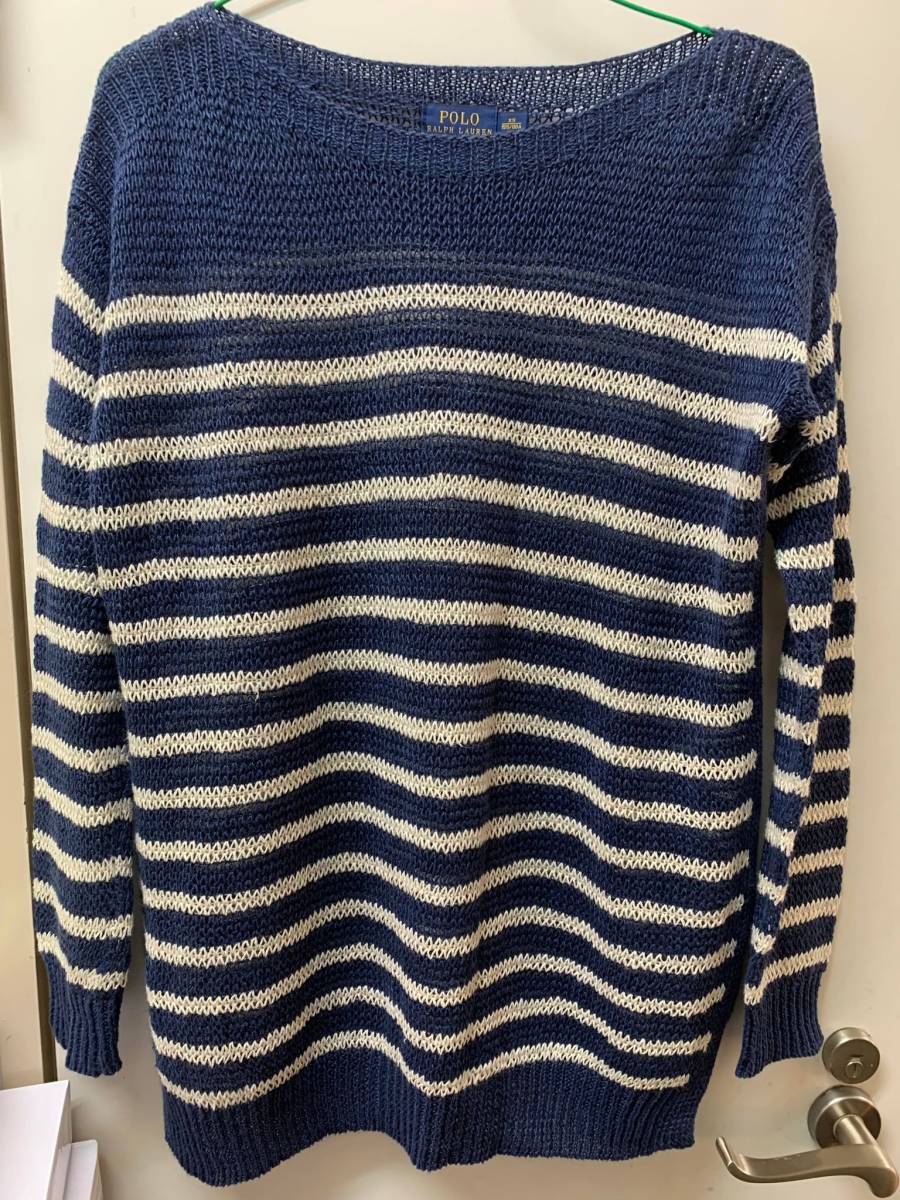 ポロ ラルフローレン正規品 80A 155 LAUREN POLO RALPH XS ネイビー紺 品質が 美品 RALPH LAUREN ラルフローレン ウール ニット セーター XS ニット/セーター