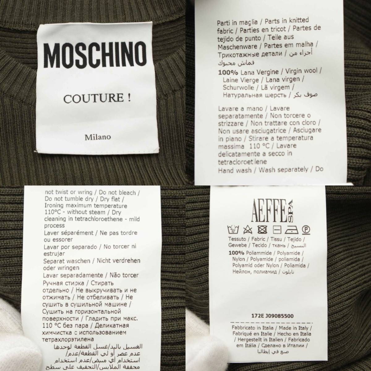 【モスキーノ】Moschino　レース付き リブニット セーター カーキ 38 【中古】【正規品保証】36642_画像8