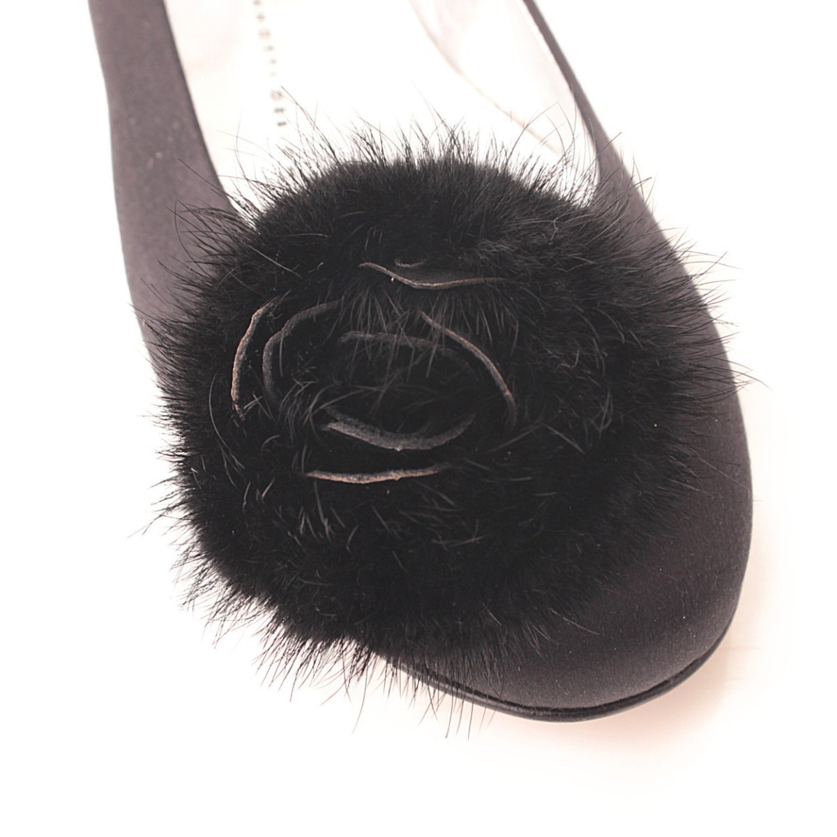 Giuseppe Zanotti атлас мех цветок плоская обувь туфли-лодочки черный 37 39100