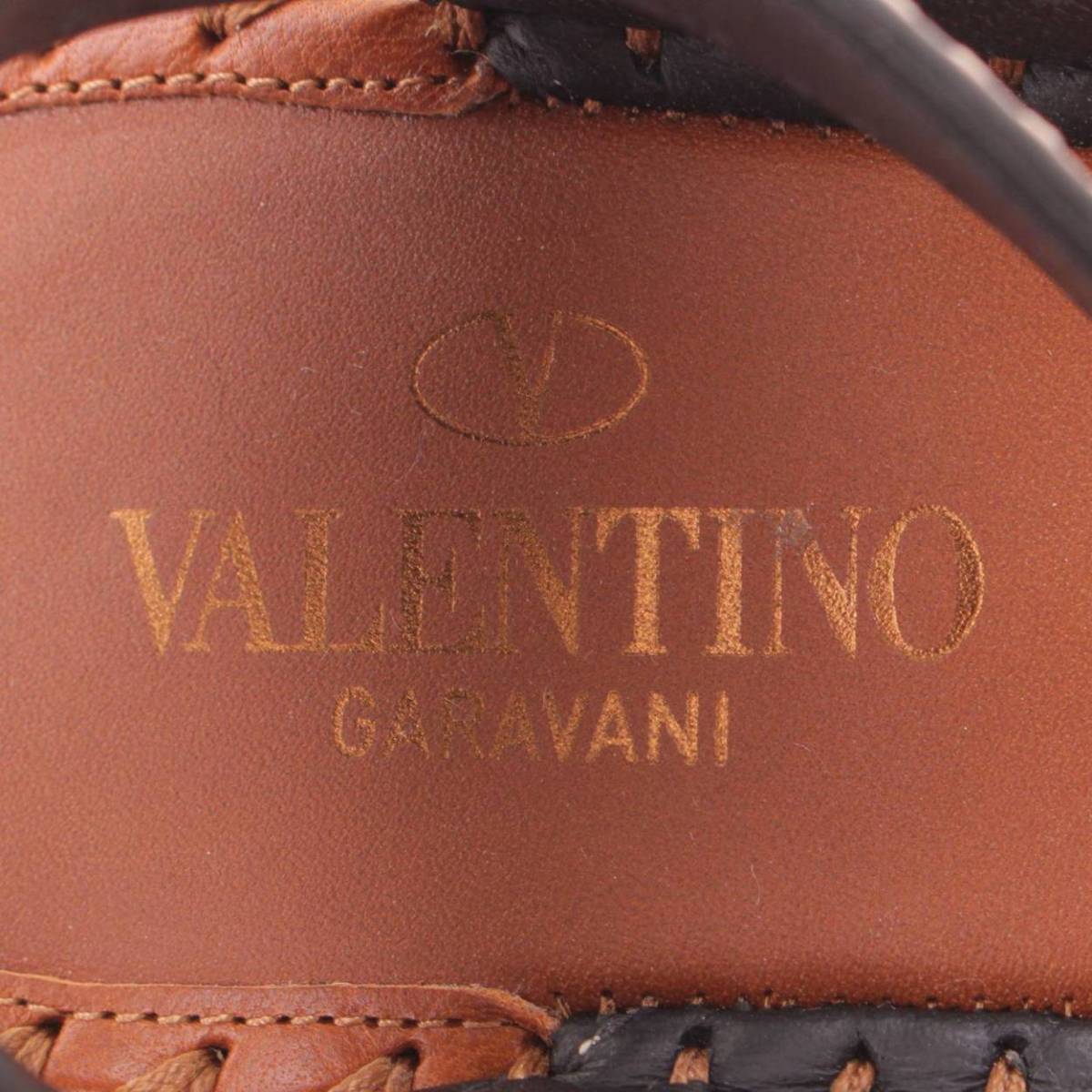 【ヴァレンティノ】Valentino　V LOGO レザー ウェッジソール ヒール サンダル ブラウン 36 156054_画像7