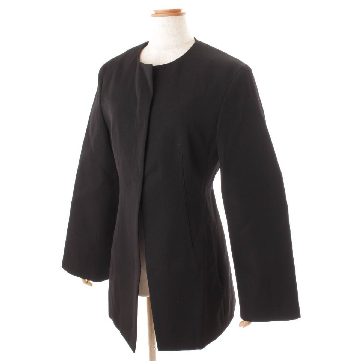 Jil Sander 21SS ウール ノーカラー ジャケット JSPS190015 ブラック