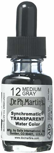 Dr. Ph. Martin's Synchromatic Transparent Water Color%カンマ% 0.5 oz%カンマ% Medium Gray (12)(未開封 未使用品)