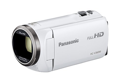 パナソニック HDビデオカメラ V360M 16GB 高倍率90倍ズーム ホワイト HC-V360M-W(品)