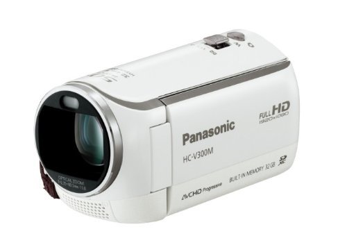 パナソニック デジタルハイビジョンビデオカメラ V300 内蔵メモリー32GB パールホワイト HC-V300M-W(品)