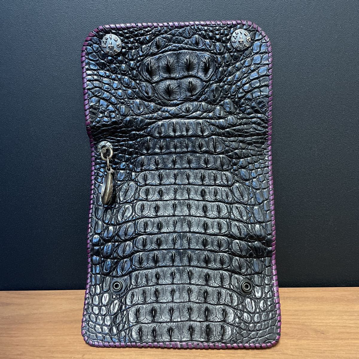 【未使用】超希少 サイン入り 本物 Van Amburg Leathers ヴァンアンバーグ レザーズ クロコダイル アリゲーター ロングウォレット 長財布