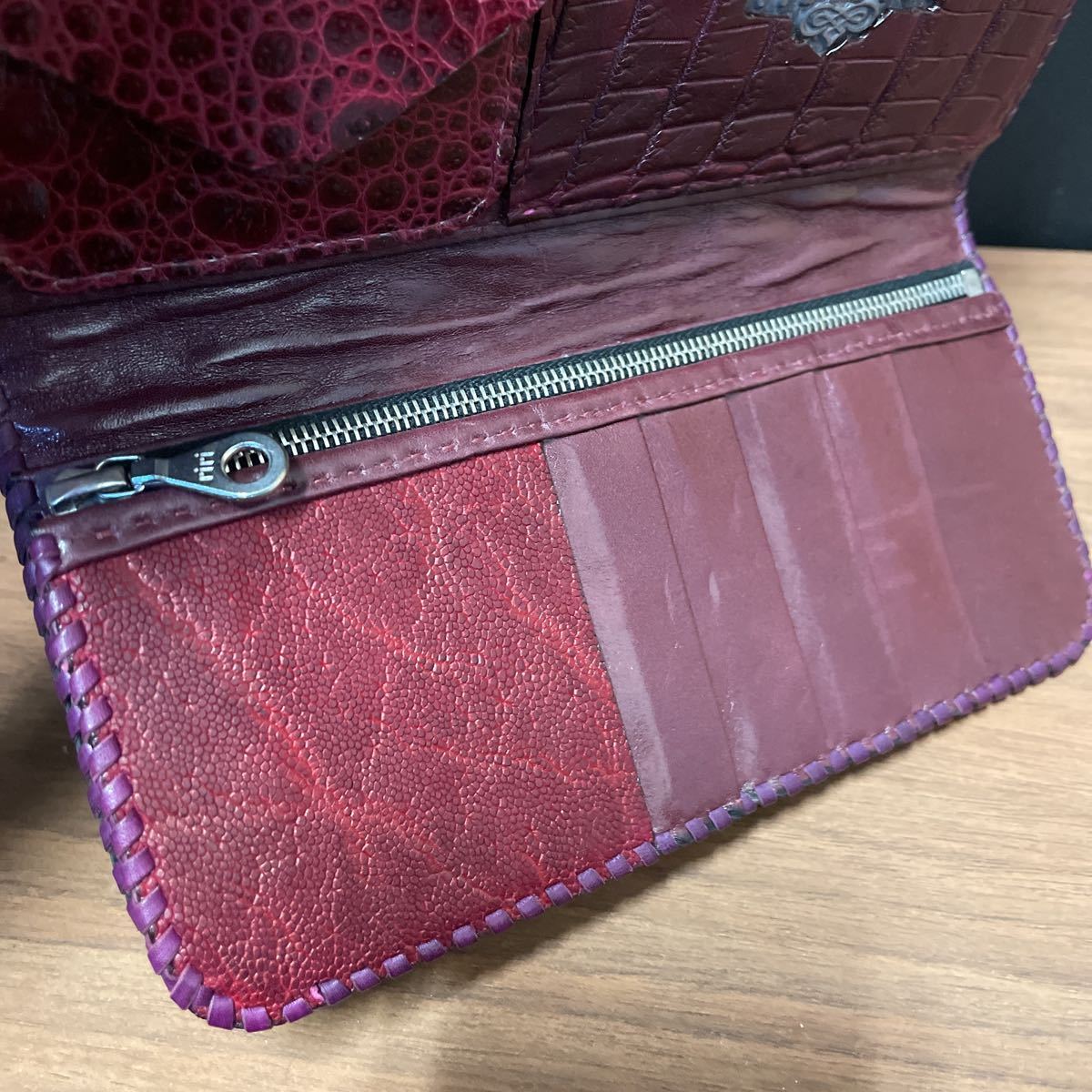 【未使用】超希少 サイン入り 本物 Van Amburg Leathers ヴァンアンバーグ レザーズ クロコダイル アリゲーター ロングウォレット 長財布