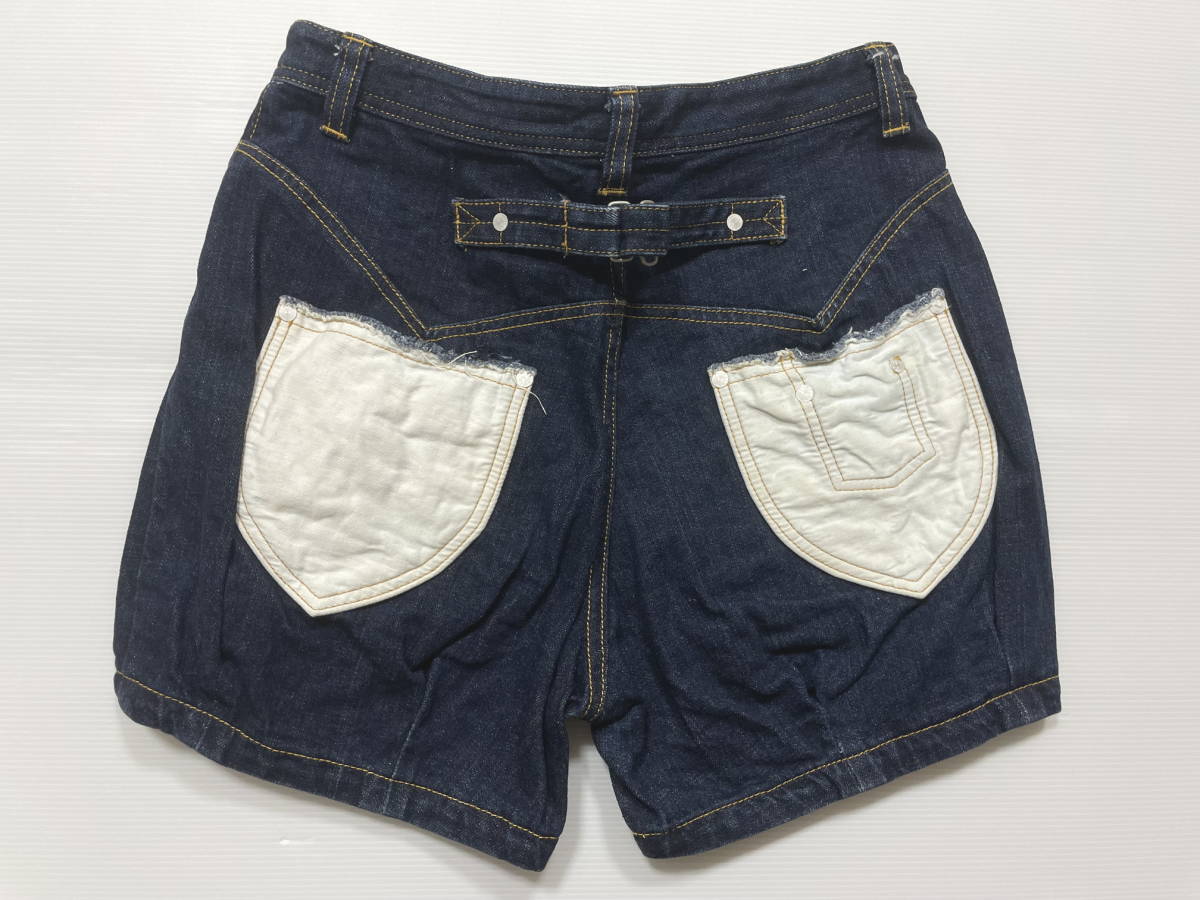  Sunao Kuwahara sunaokuwahara short pants lady's Denim indigo damage processing stone .4258