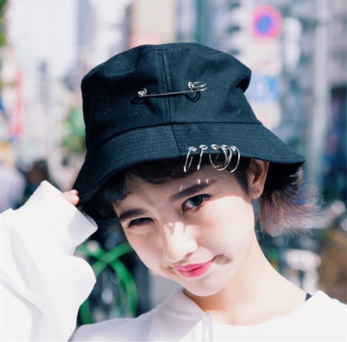 3年保証』 韓国 ファッション バゲットハット バケハ 黒 ブラック ストリート 韓流 人気
