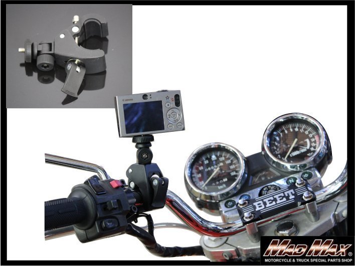 MADMAX バイク用品 ハンズフリー スピーカー用 スタンド 自転車、オートバイにカメラ等 ツーリング最適【送料800円】_画像1