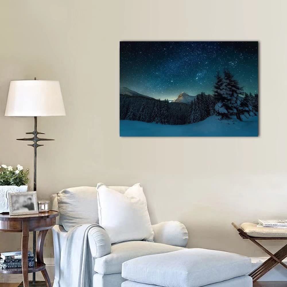 大型サイズ アートパネル 冬の星空 インテリア 壁掛け 部屋飾り 装飾画 キャンバス 絵画 おしゃれ 風景画 海外 アート 鑑賞 模様替え