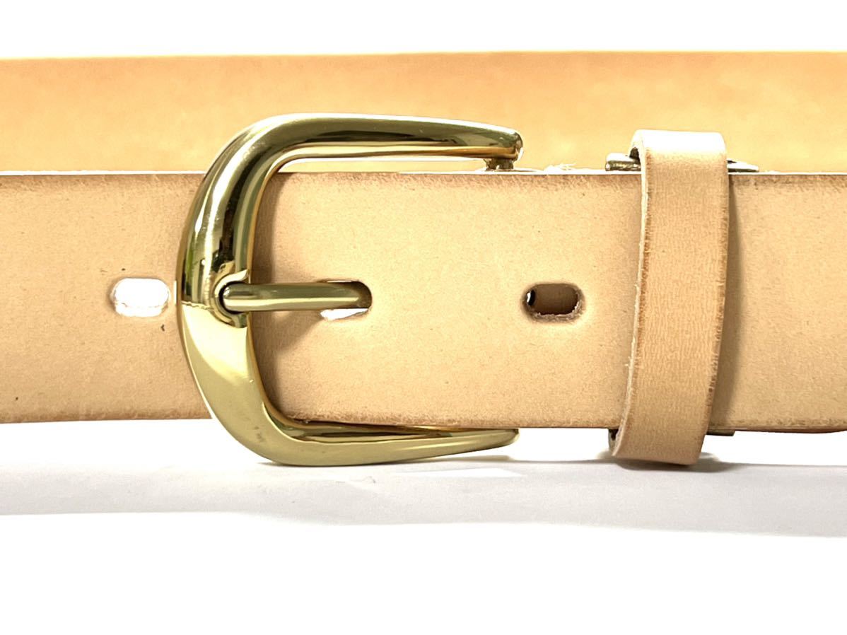 イタリアンレザー　ヌメ革　カジュアルベルト　真鍮製バックル　サイズ調節可　ウエスト125cm対応　日本製　本革　一枚革　未使用送料無料_画像4
