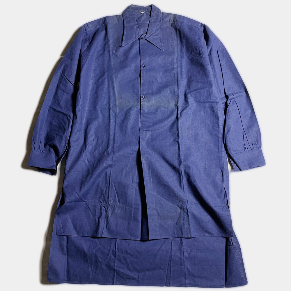 半額SALE☆ smock grandpa linen indigo french シャツ スモック