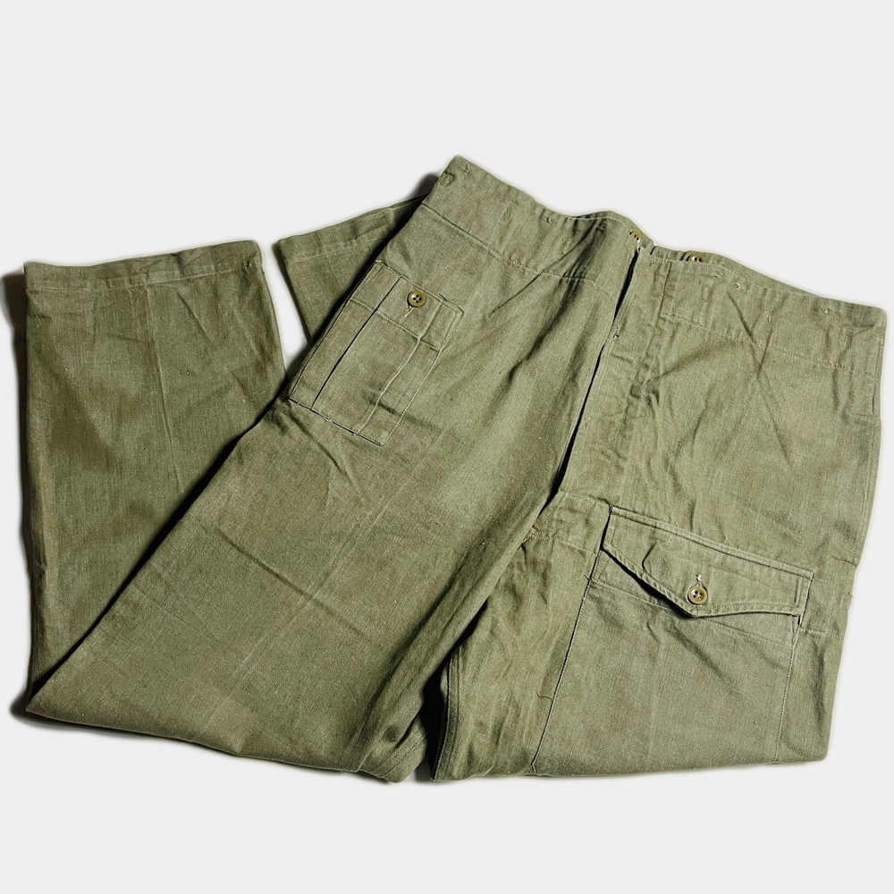 貴重! 50's イギリス軍 グリーンデニム オーバーパンツ BRITISH ARMY GREEN DENIM OVER PANTS 英国 ブリティッシュアーミー レア サイズ 8_画像1