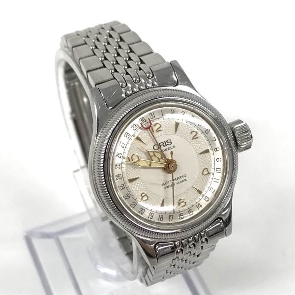 θ【稼働品】ORIS/オリス ポインターデイト 7464 裏スケルトン SS ホワイト系文字盤 自動巻き式 腕時計 本体のみ S98683353555